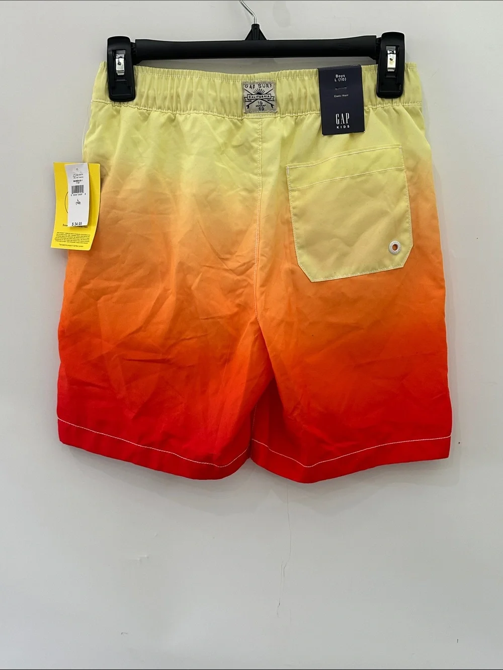 GAP Kids Swim Trunks 6” NEW Dip Dye Ombré Yellow Orange Boys Size 10